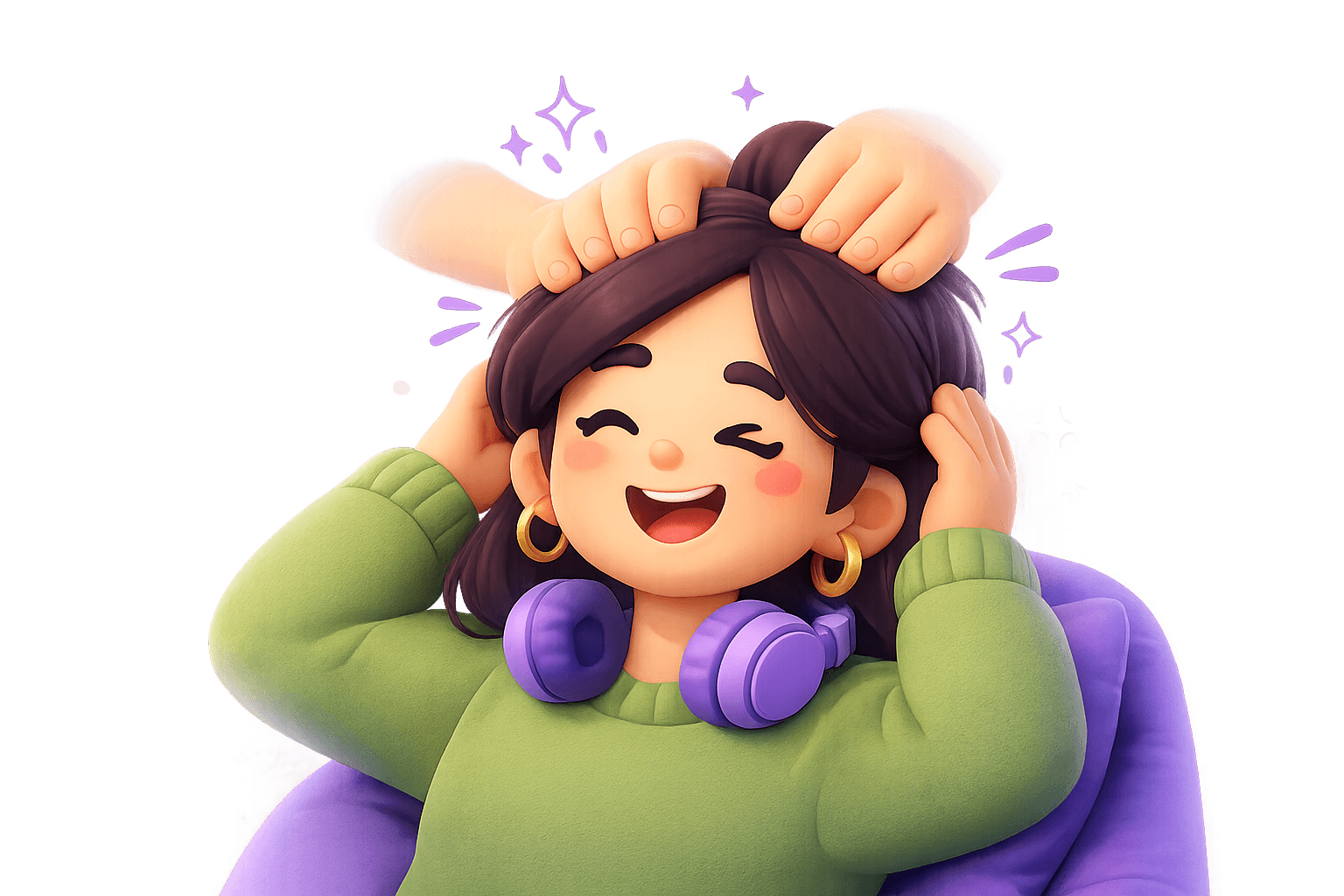 A person blissfully relaxing during a session